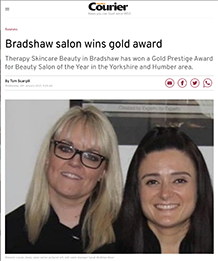 Therapy skincare win gold award bradshaw based salon halifax Courier
